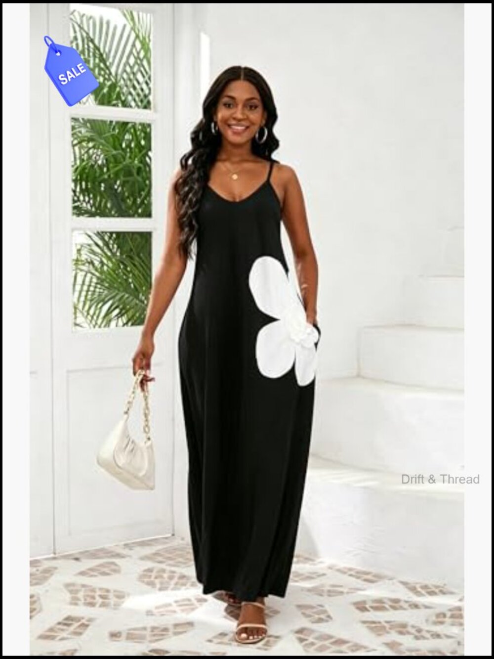 Womens Sleeveless Maxi Dress with Pockets Plus Size Loose Casual Sundress - Picture 5 of 6